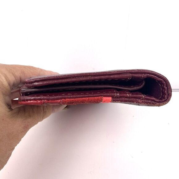 Vintage Fossill Wallet Women's Red/Burgundy/Pink Zip Around Leather Suede Block - Picture 5 of 9